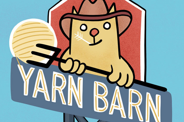 Signage artwork for the Yarn Barn by Carl Vervisch