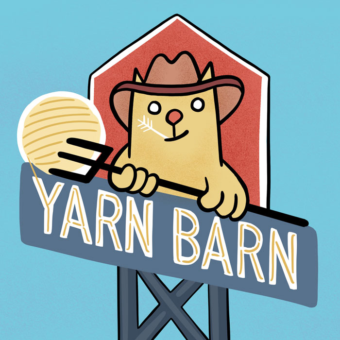 Signage artwork for the Yarn Barn by Carl Vervisch